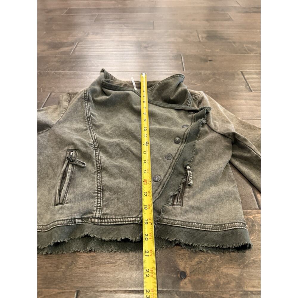 Free People Womens Collapsing Twill Military Raw Hem Snap On Jacket Size XS - Picture 9 of 10